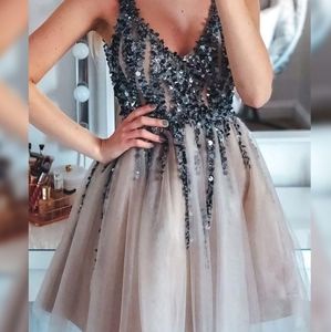 Short V Neck Backless party and Evening wear Dress